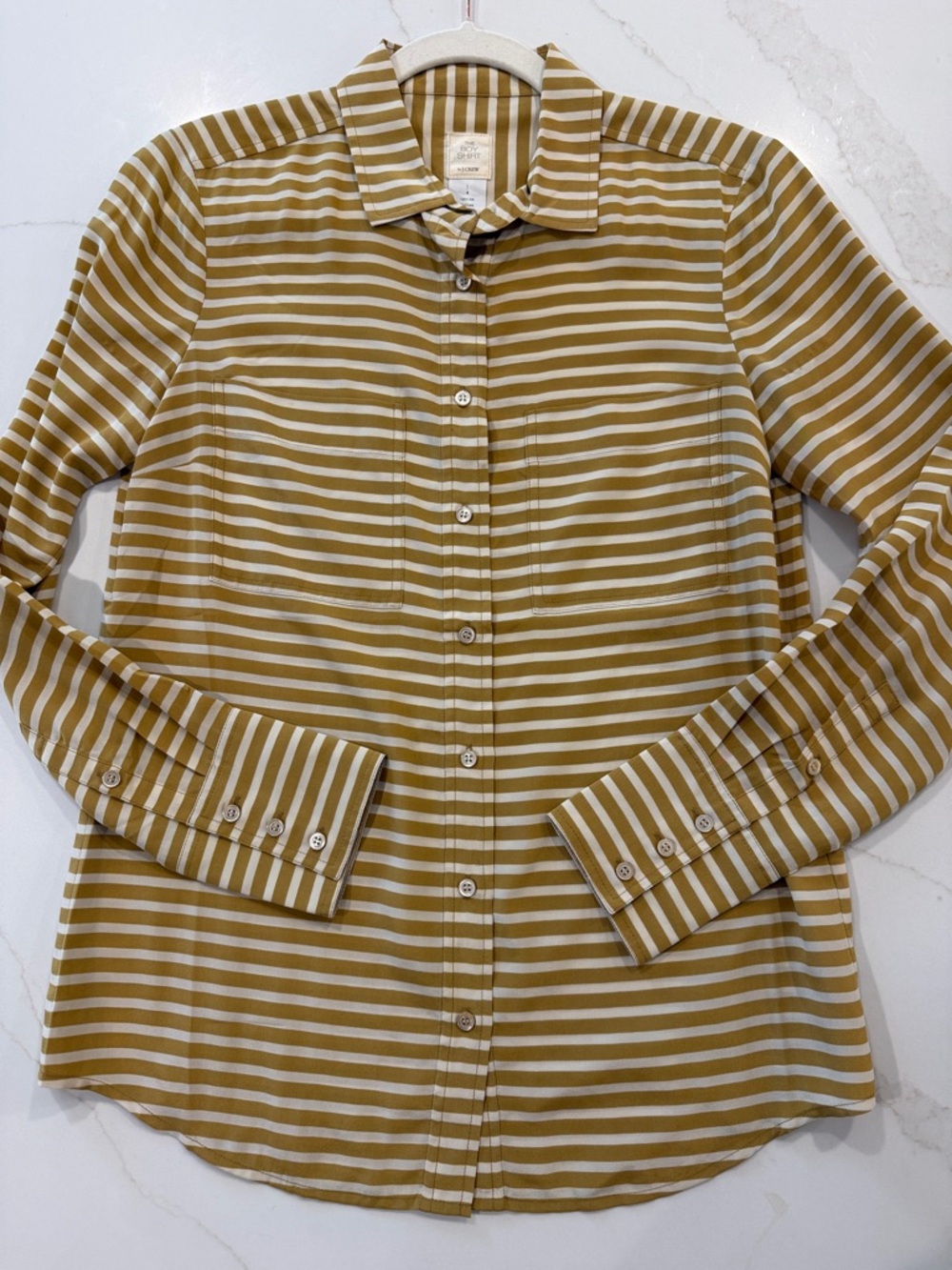 J. Crew Silk Striped Button-Down Shirt “the boy shirt”